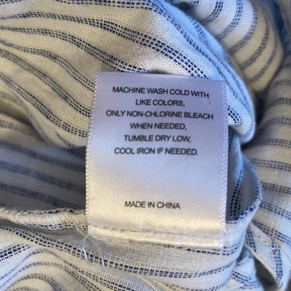 A Loves A Jumpsuit Blue White Ticking Wide Leg Linen Cotton Size S Coastal Boho - Picture 5 of 9